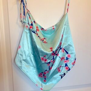 CURRENT MOOD Mint Cherry Blossom Silk Halter